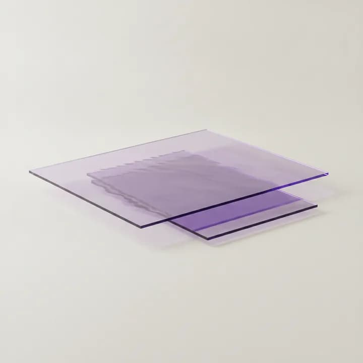 Abstract illustration: a tinted glass sheet over two smaller sheets